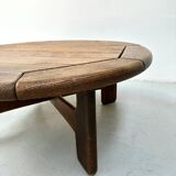 Table basse vintage de style brutaliste danois en chêne, années 1960