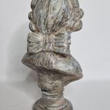 Bust of a young aristocrat in reconstructed stone, old stone patina, 32 cm