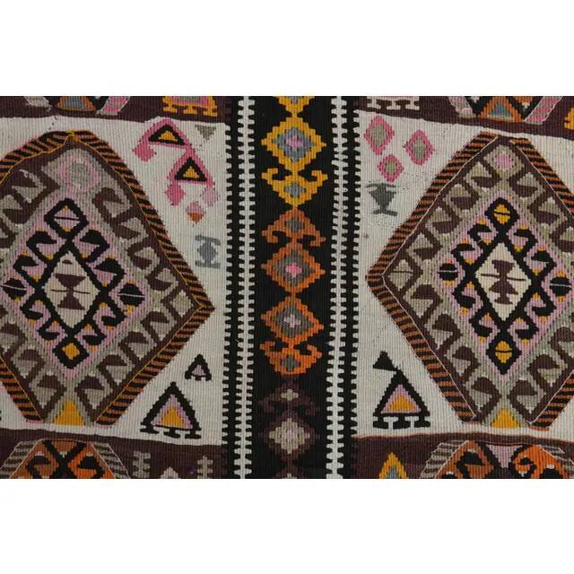 1970s Vintage Turkish Oushak Handmade Wool Cotton Brown Runner Rug 135x300