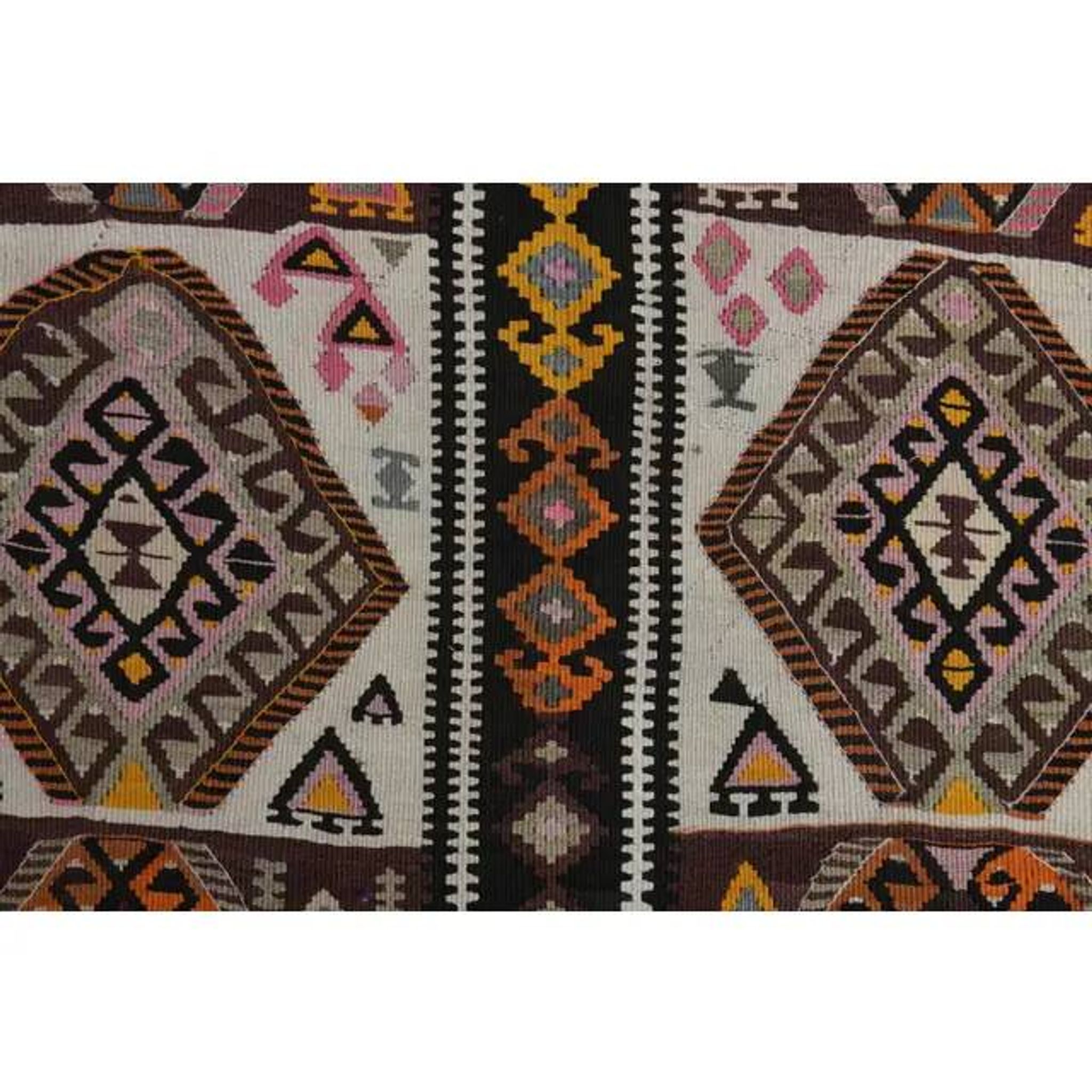 1970s Vintage Turkish Oushak Handmade Wool Cotton Brown Runner Rug 135x300