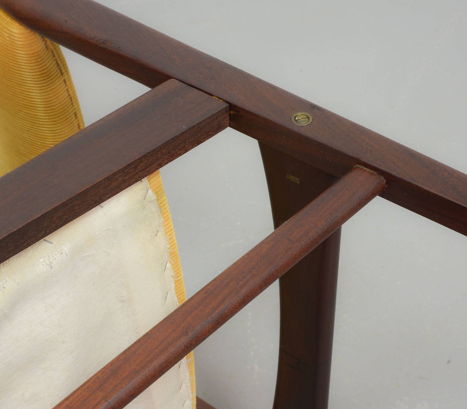 Vintage Design Teak Wooden Dining Chairs with Honey Yellow Corduroy Fabric