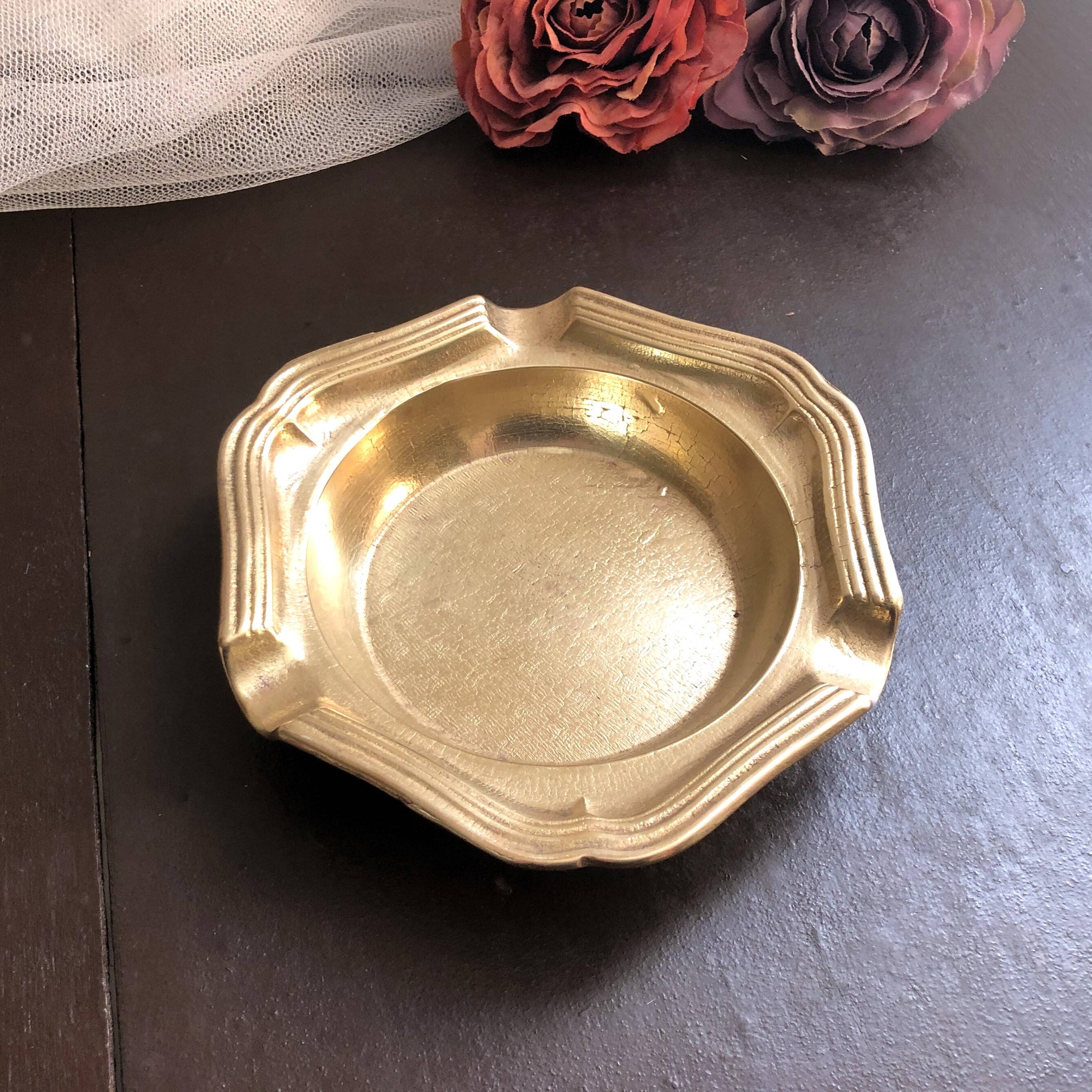Retro golden brass ashtray