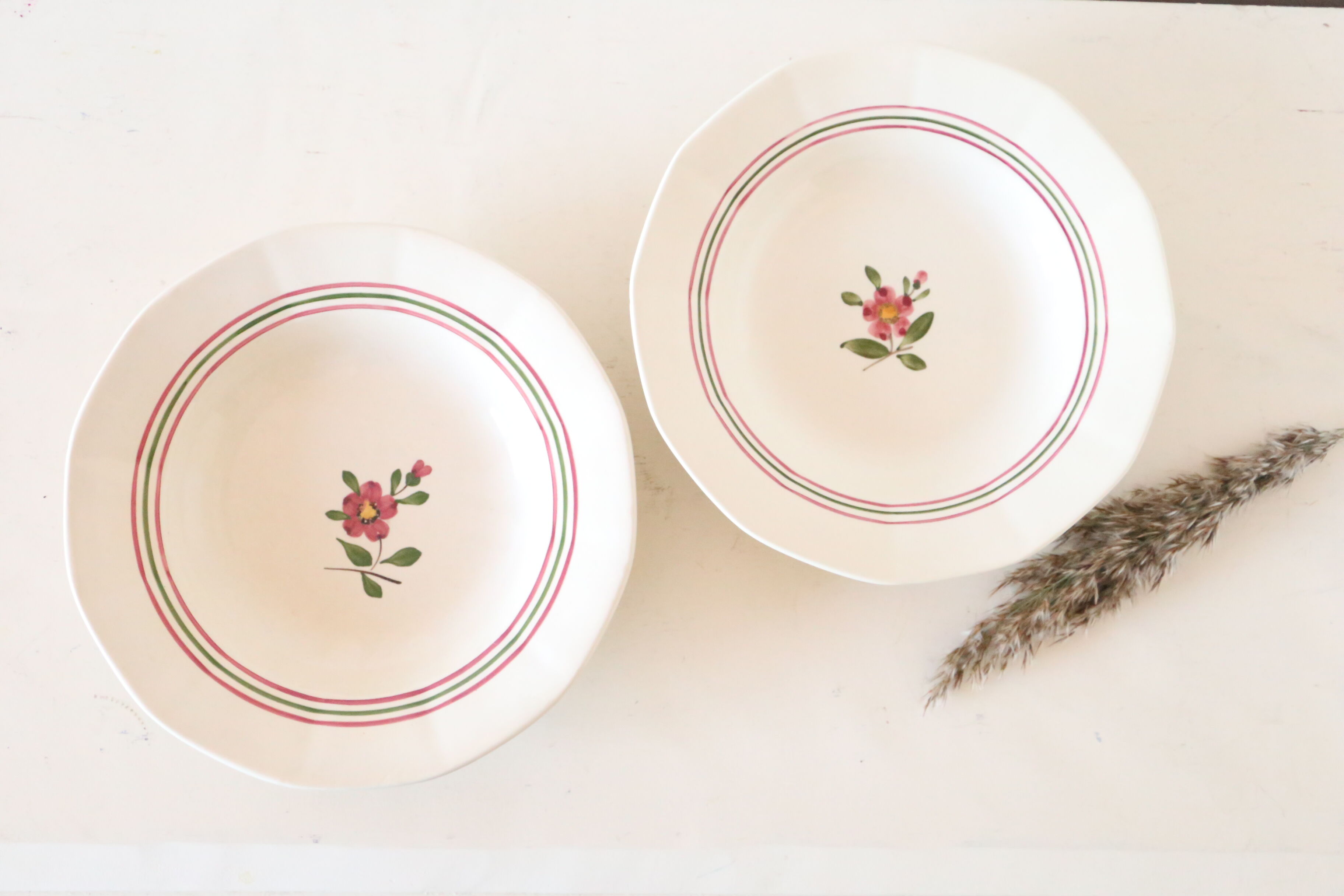 Set of 4 hollow plates Sarreguemines Armelle pattern, vintage