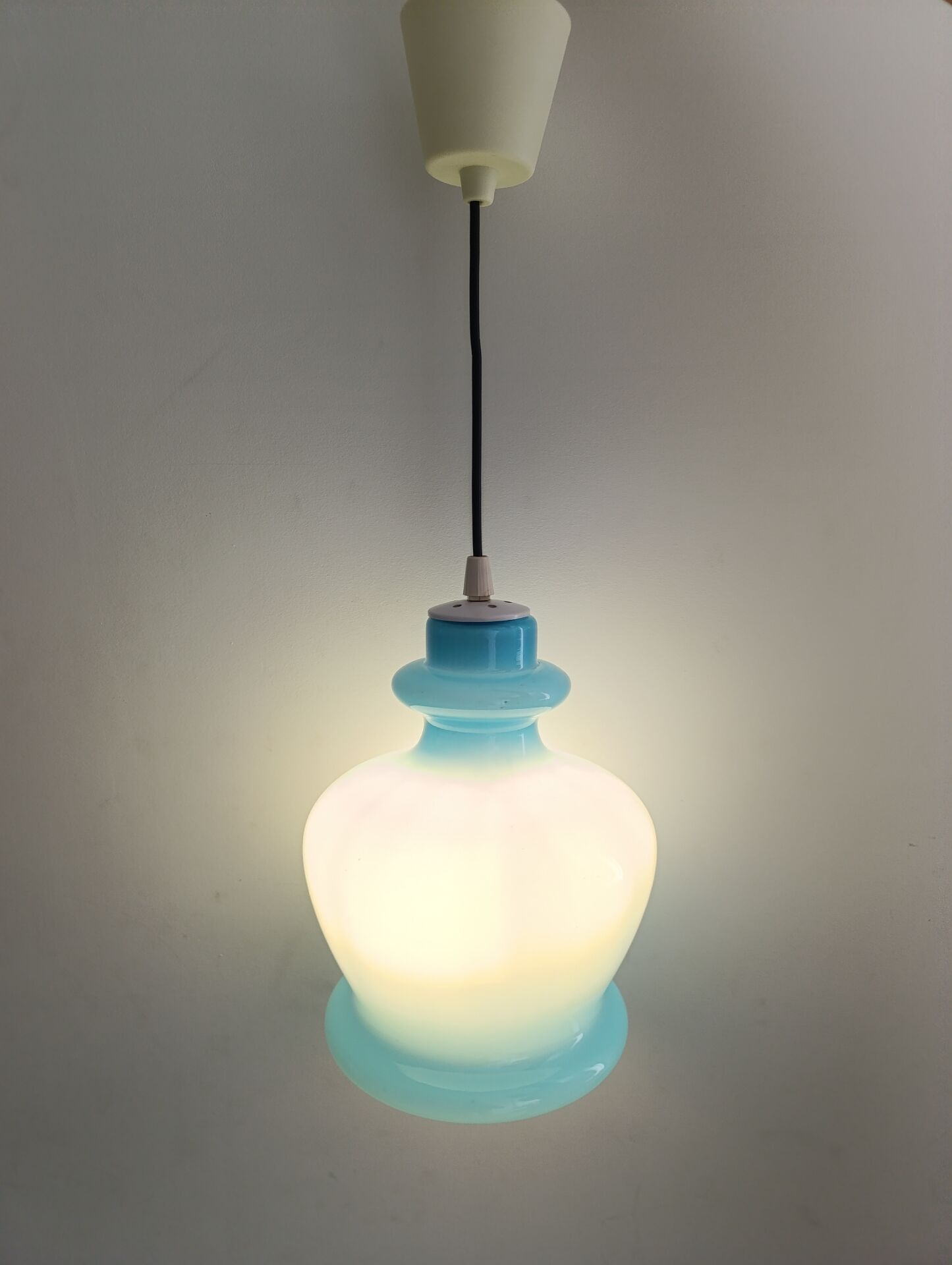 Vintage turquoise opaline glass pendant – 1960s/70s
