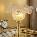 Table lamp "Corolle" – Murano Bullicante glass & patinated brass