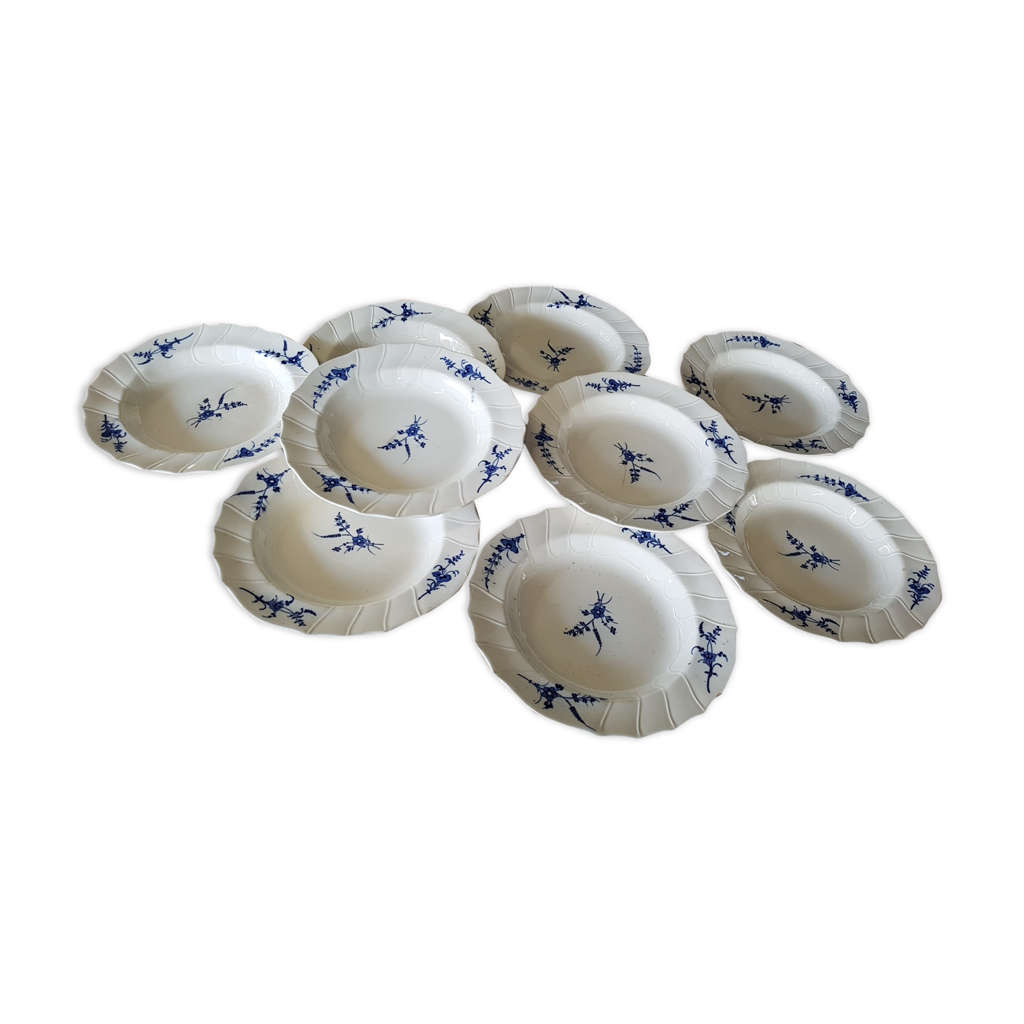 Lot De 2 Assiettes Anglaises En Porcelaine Style Minton - Avec Supports Bois Noirs