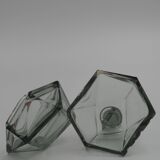3 smoked art deco bottles