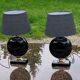 Pair of 70s designer lamps in black ceramic and gold metal