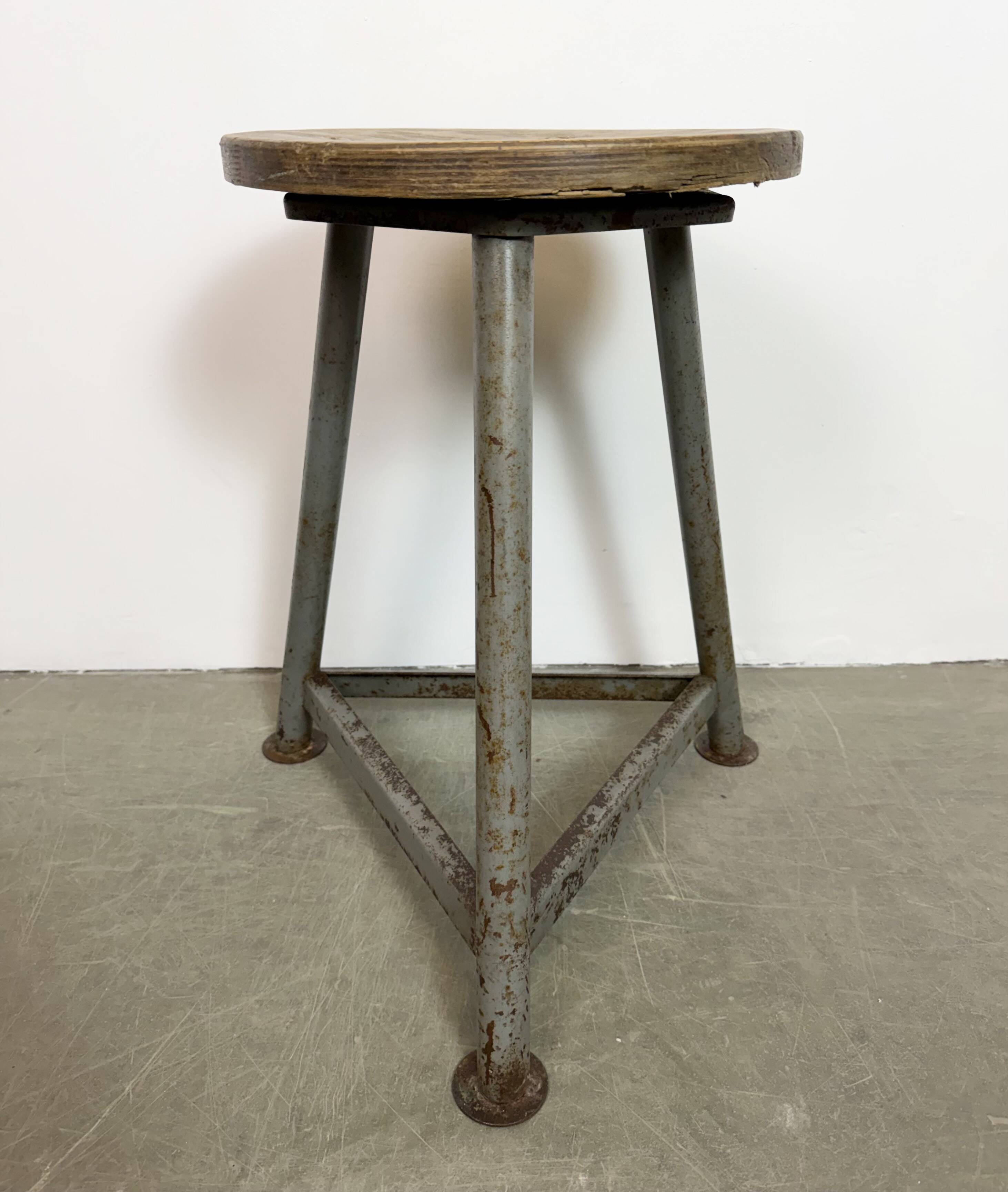 Grey Industrial Workshop Stool, 1960s