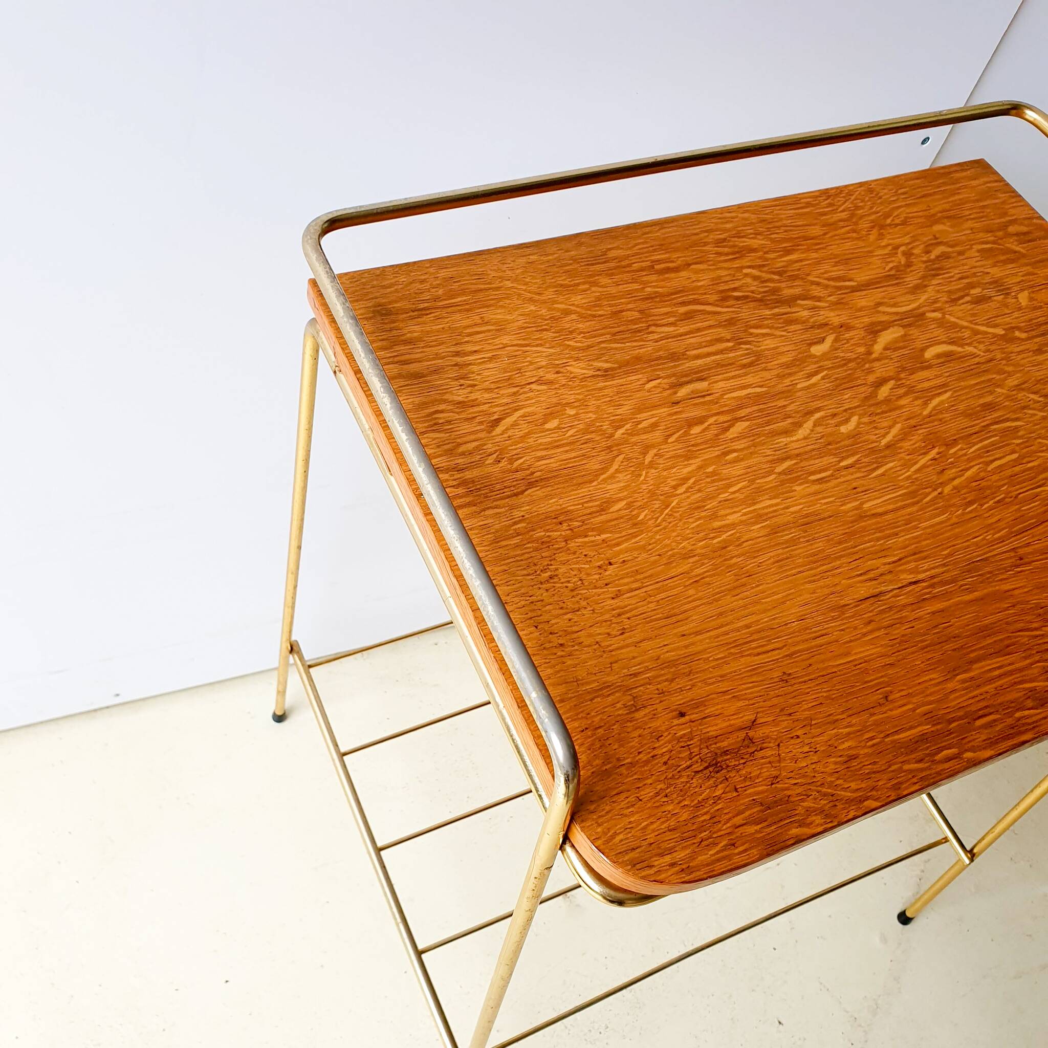 Gold metal bedside table