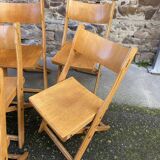 6 folding wooden bistro terrace cafe chairs 60's