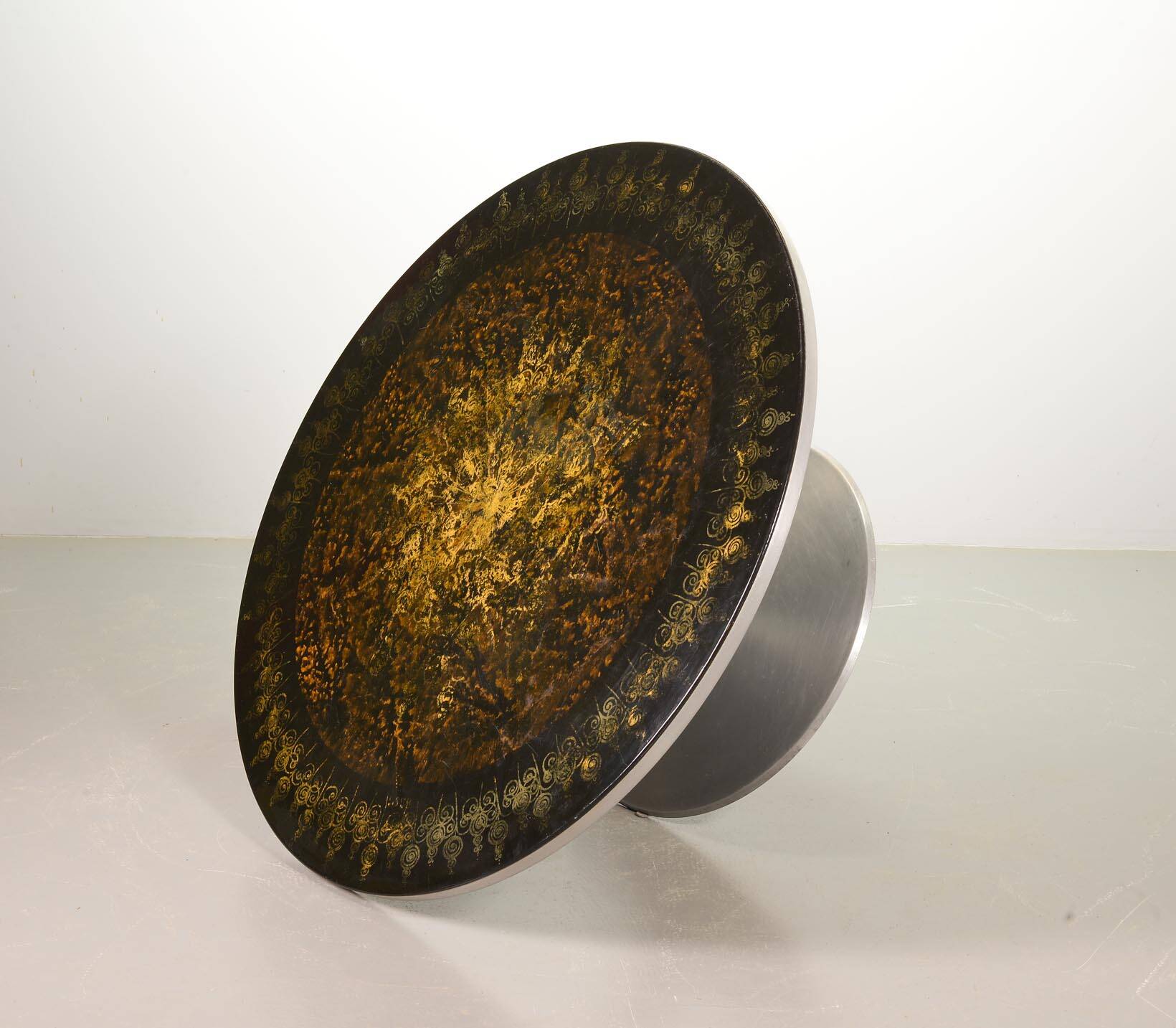 Handpainted Poul Cadovius Coffee Table Design by Susanne Fjeldsoe Mygge 70s