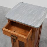 Rare pair of Art Nouveau nightstands with copper plaquette by Geo Verbanck,