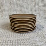 10 dessert plates, Longchamp, 1970, brown