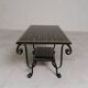 Table basse vintage avec 2 plateaux en verre avec impression des années 50