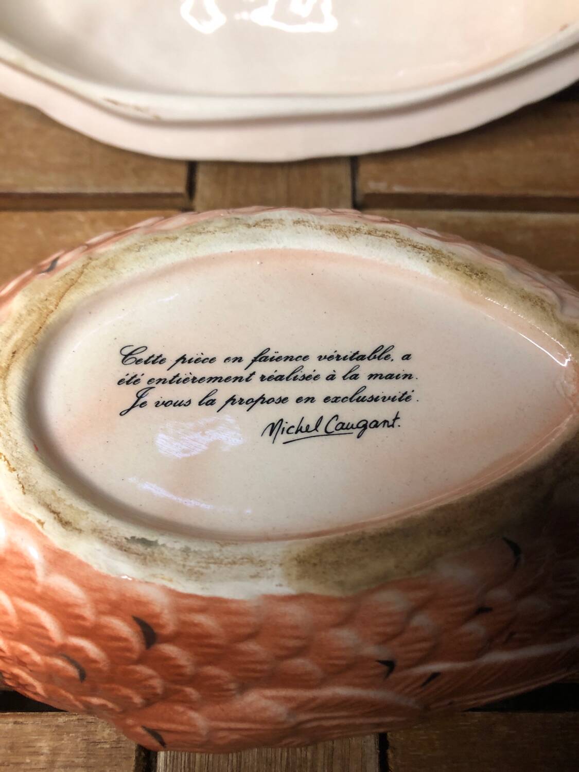 Old michel caugant terrine pheasant shape vintage ceramic
