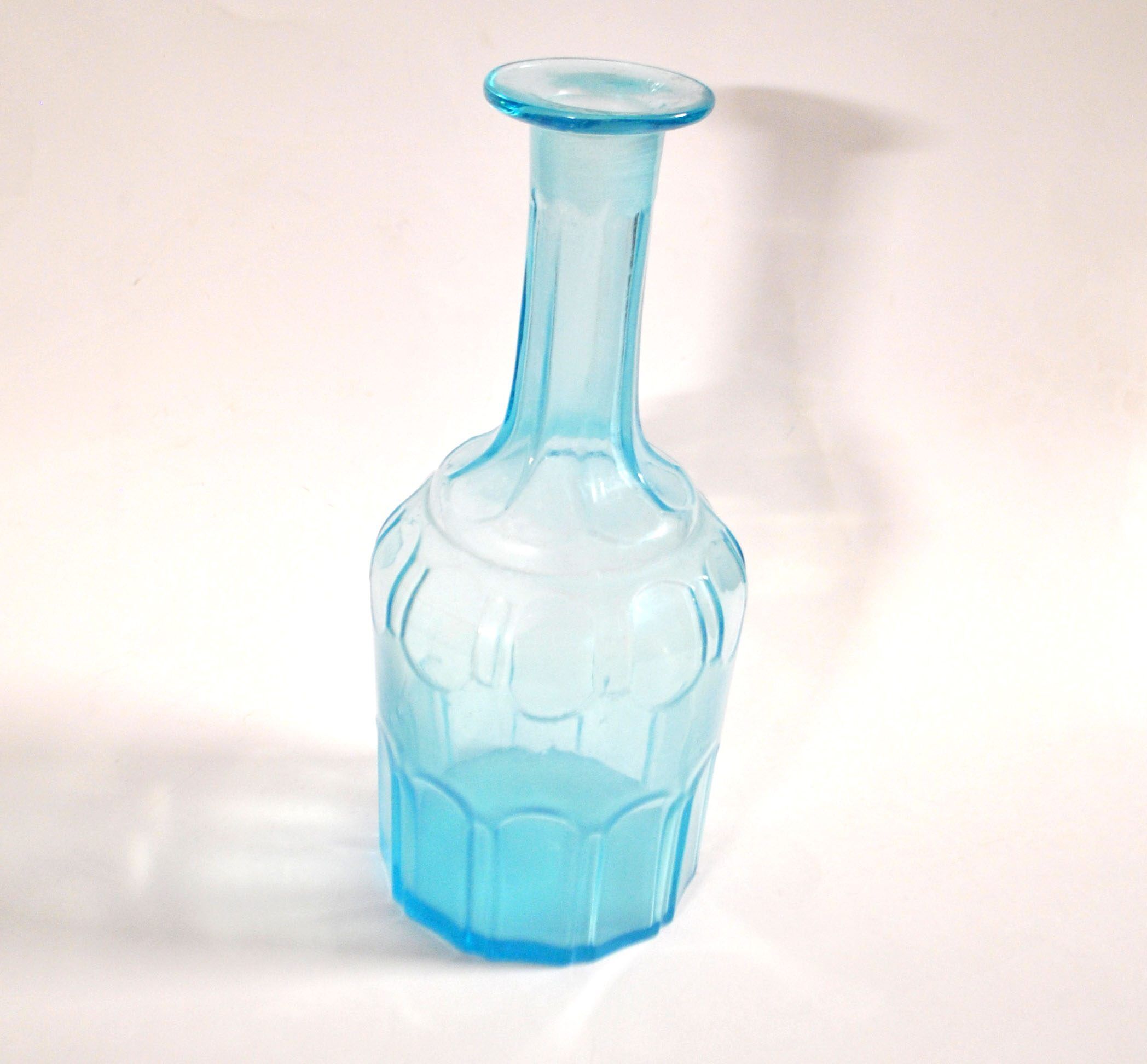 Vintage glass carafe in light blue blown glass 22cm