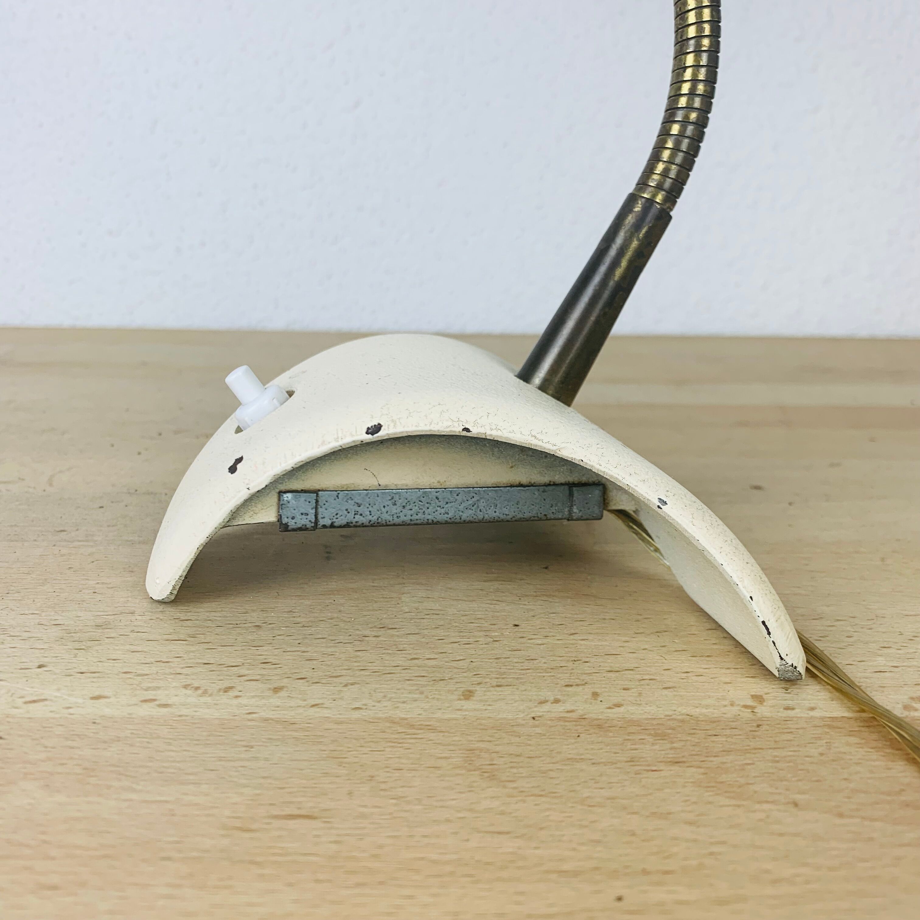 Pair of metal and brass lamps 50s Jean Boris Lacroix