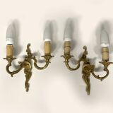 Pair of bronze chandelier wall lights, classic style, Louis XV
