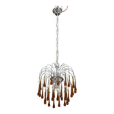The Amber Crown, Murano Chandelier Amber and Crystal Drops, 1970s