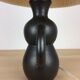 Black ceramic lamp Henri Chatard, 50s, wool lampshade