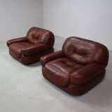 Sapporo leather armchairs by Mobil Girgi, Italy 1970's