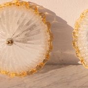 Set of 2 Charming Italian Yellow Murano Glass Ceiling Fixture, Murano, 1970