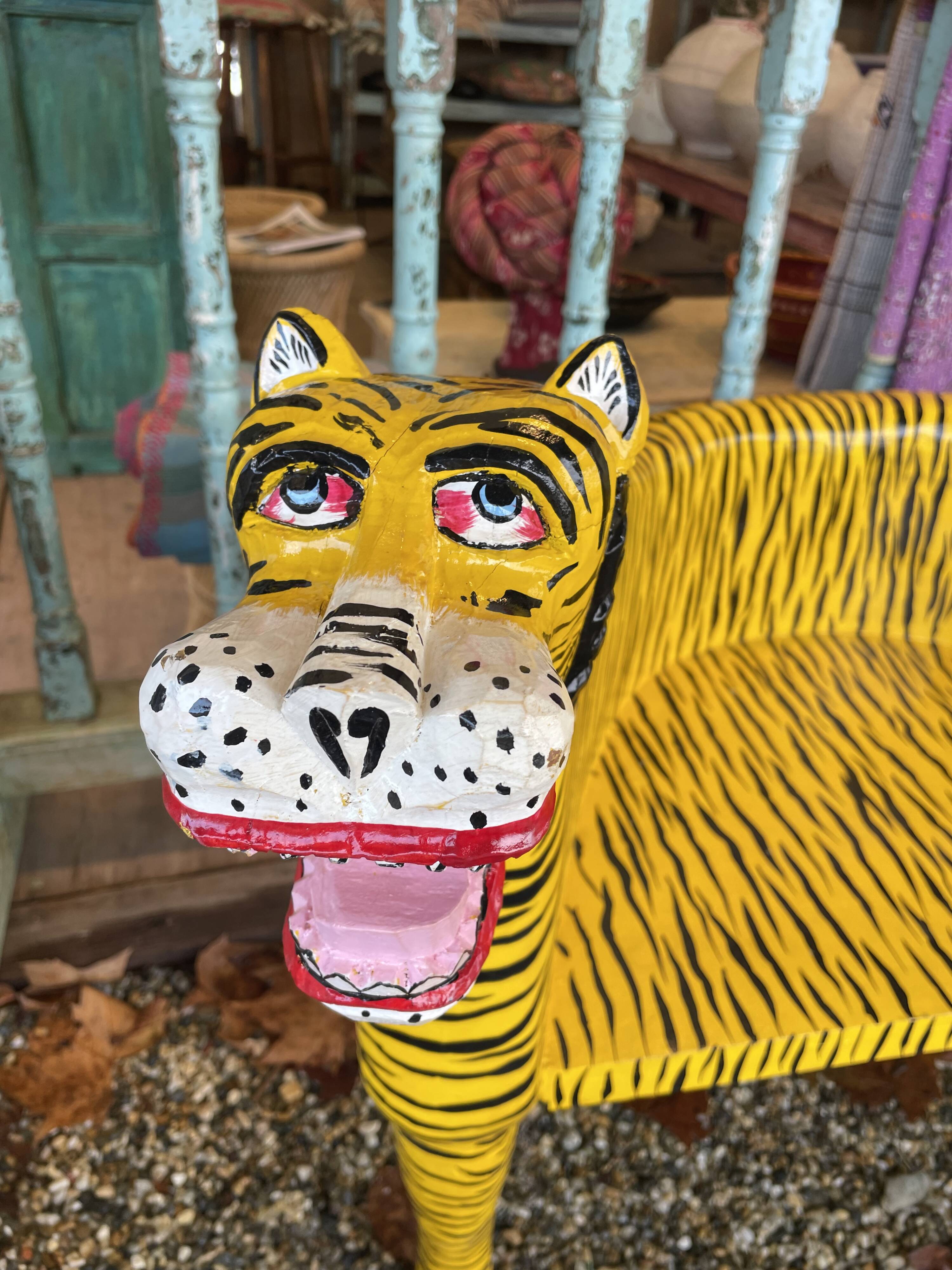 Painted wooden tiger chair