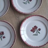 Set of 9 Badonviller flower dinner plates