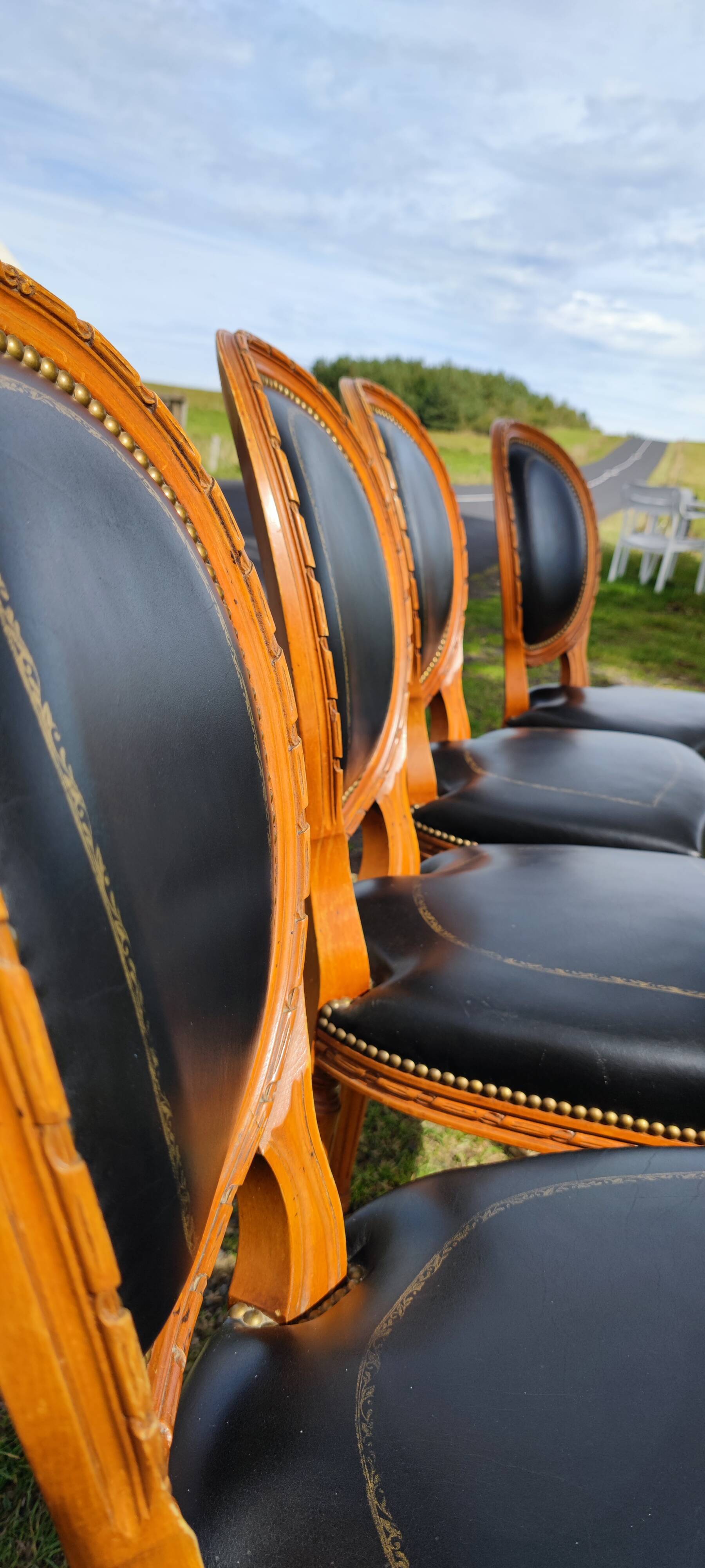 4 Louis XVI medallion chairs