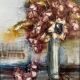 Oil on panel 20th century still life bouquet of flowers by Mazen
