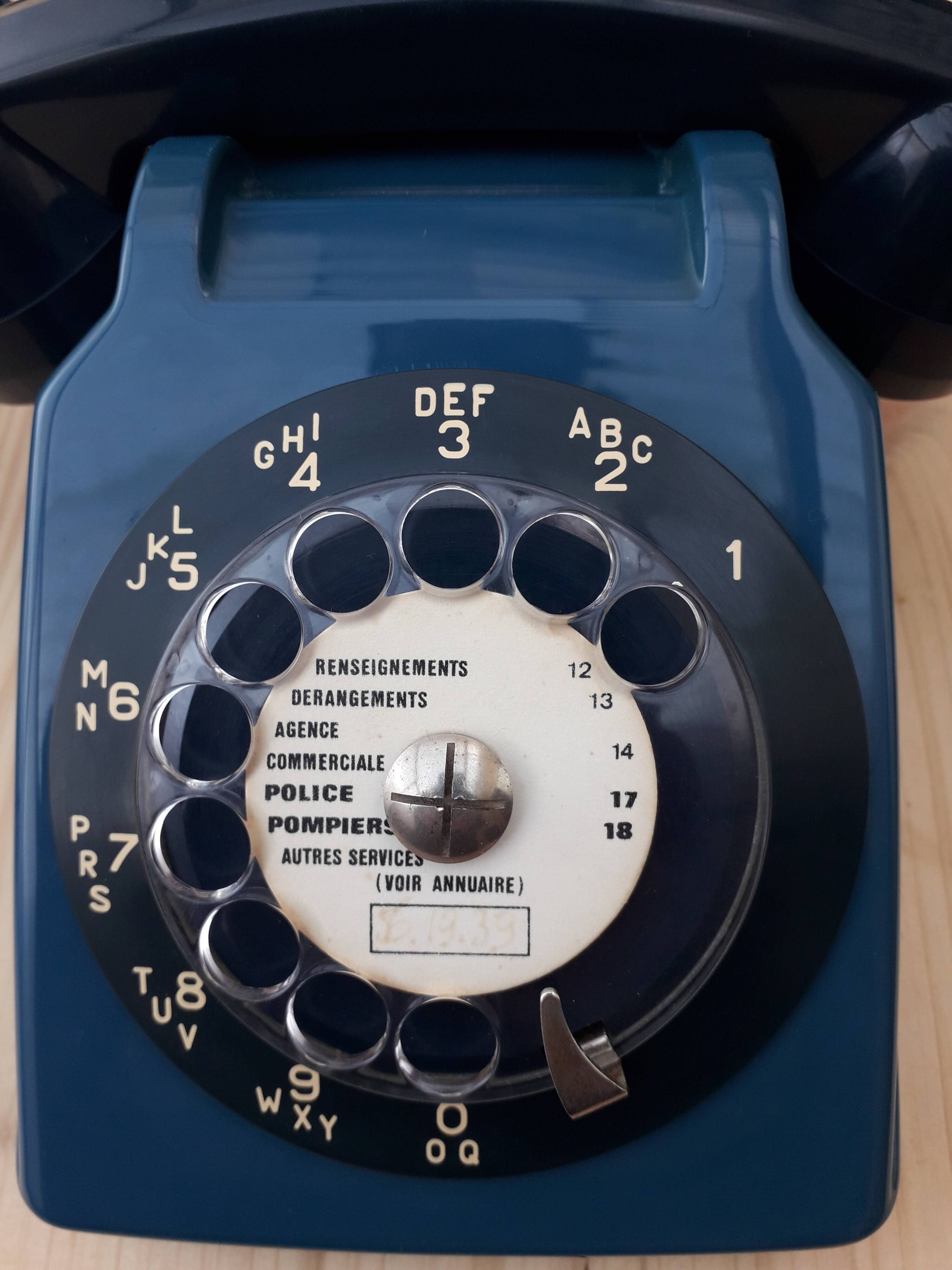 Vintage Blue Phone S63 Socotel with Dial