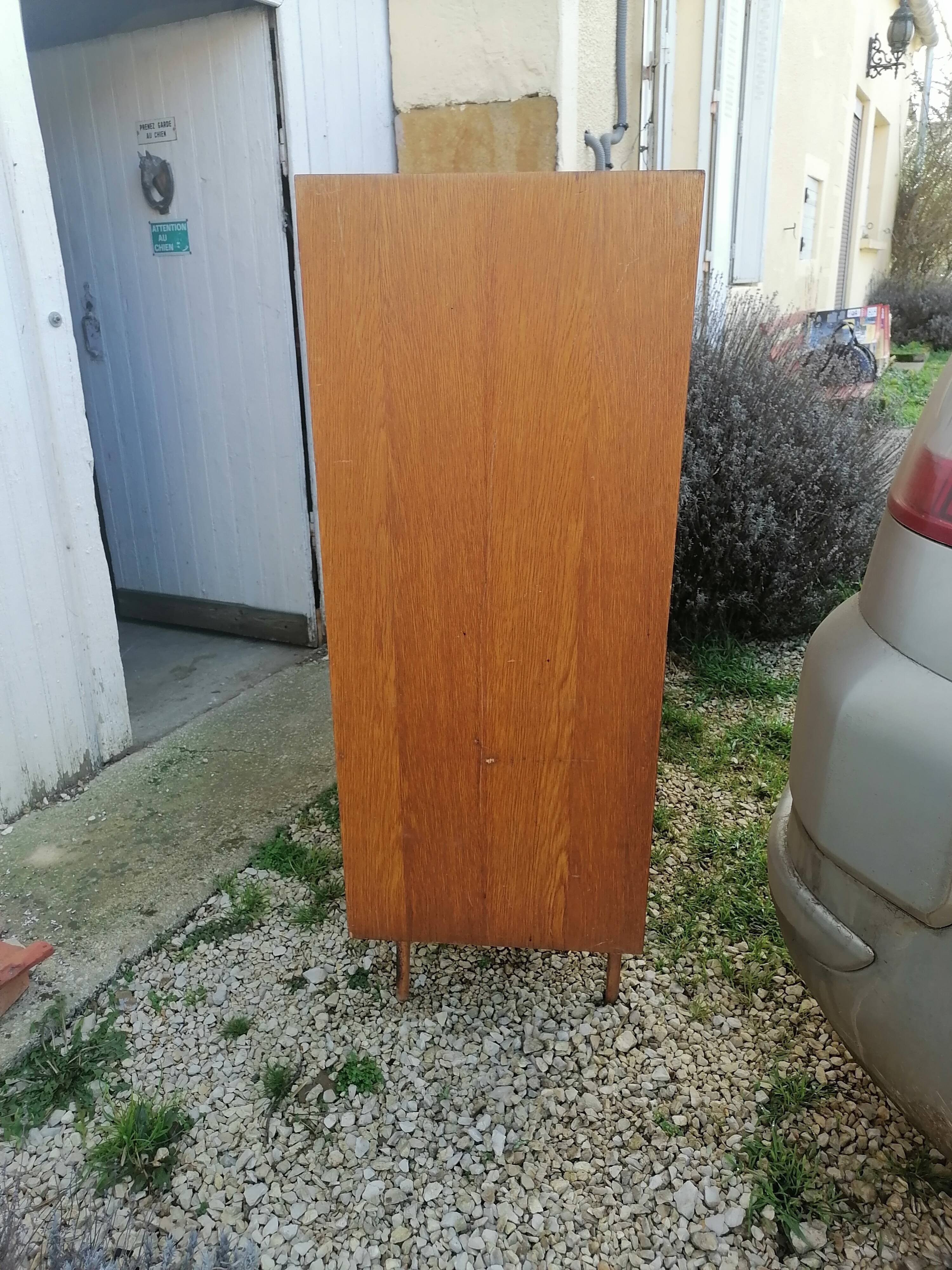 Children's wicker wooden wardrobe, 1960-70 vintage