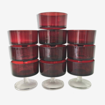 Set de 10 coupes à dessert rouge rubis