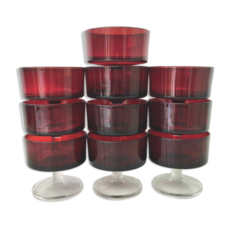 Set of 10 ruby red dessert cups