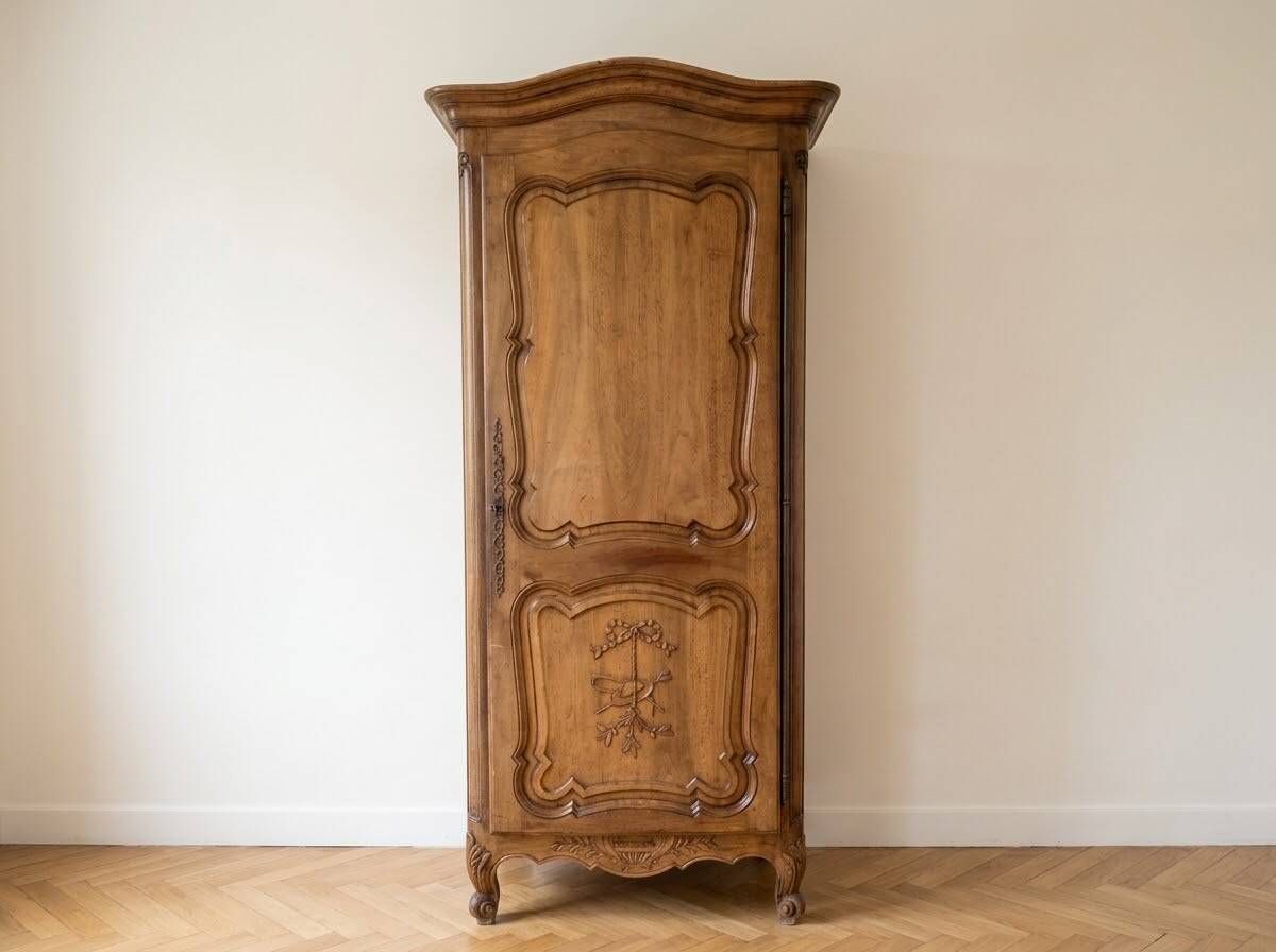 Antique wardrobe in classic style made of solid wood.