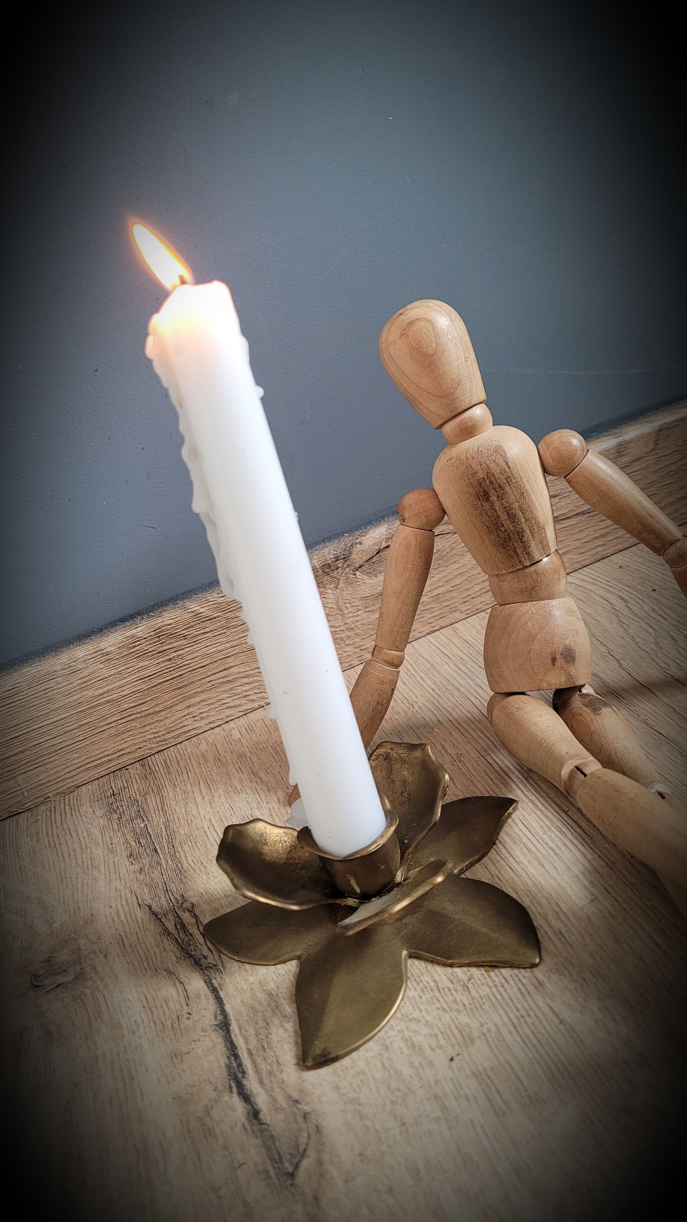 Brass flower candlestick