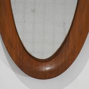 Curved plywood wall mirror, 1960s