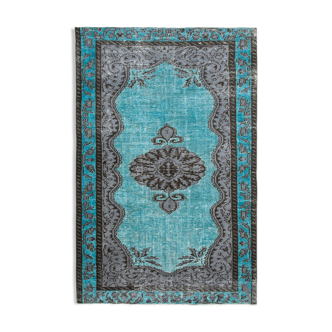 Tapis rustique anatolien des années 1980 180 cm x 275 cm tapis turquoise fait à la main