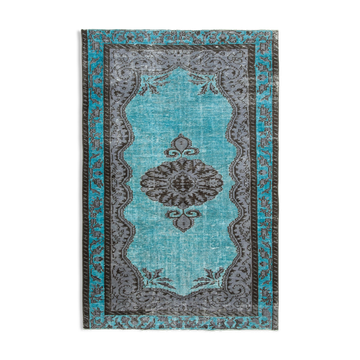 Handmade Rustic Anatolian 1980s 180 cm x 275 cm Turquoise Rug