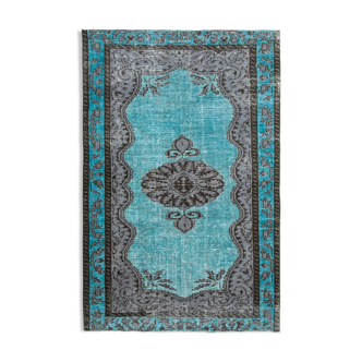 Handmade Rustic Anatolian 1980s 180 cm x 275 cm Turquoise Rug