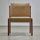 Angular, Teak Wood and Leather Chair with Copper Details, 1970s