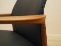 Lounge chair by Grete Jalk, solid teak frame, black leather upholstery, Denmark, 1970s