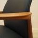 Lounge chair by Grete Jalk, solid teak frame, black leather upholstery, Denmark, 1970s