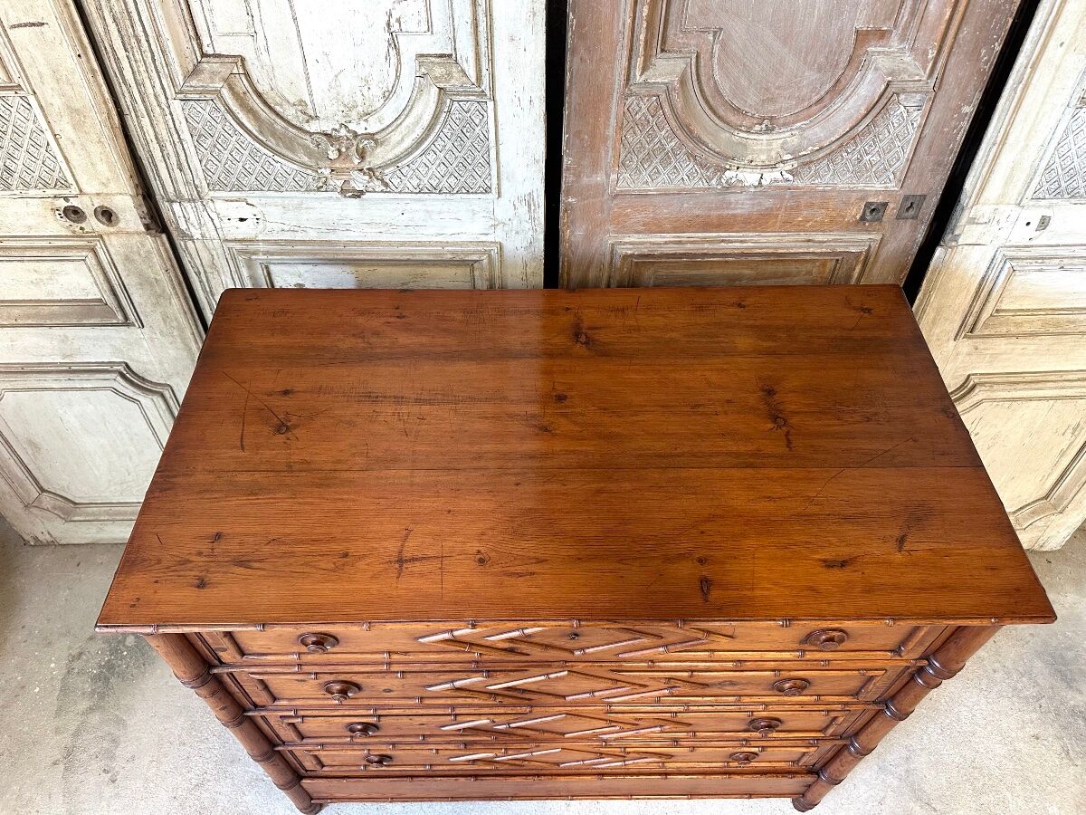 Commode style bambou en sapin époque 1900
