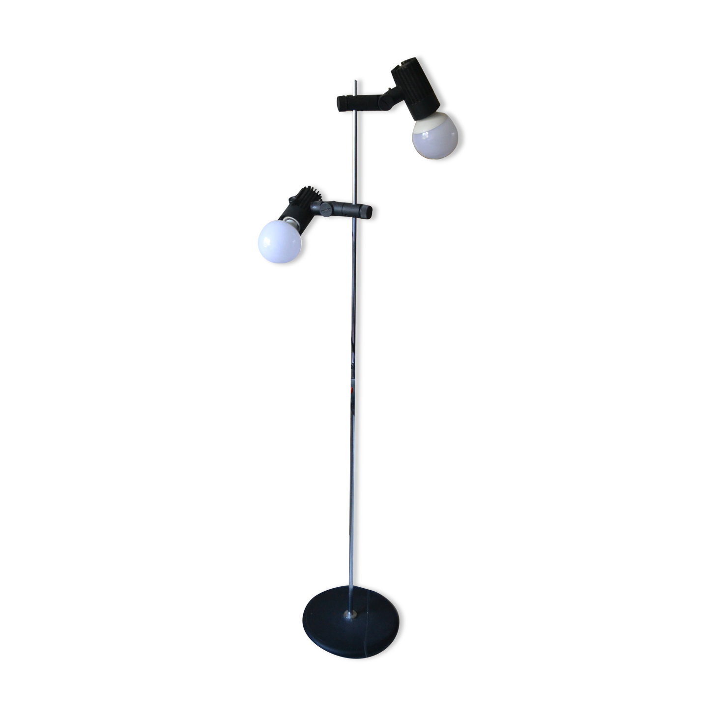 Floor lamp 2 adjustable spots 70s Hustadt-Leuchten