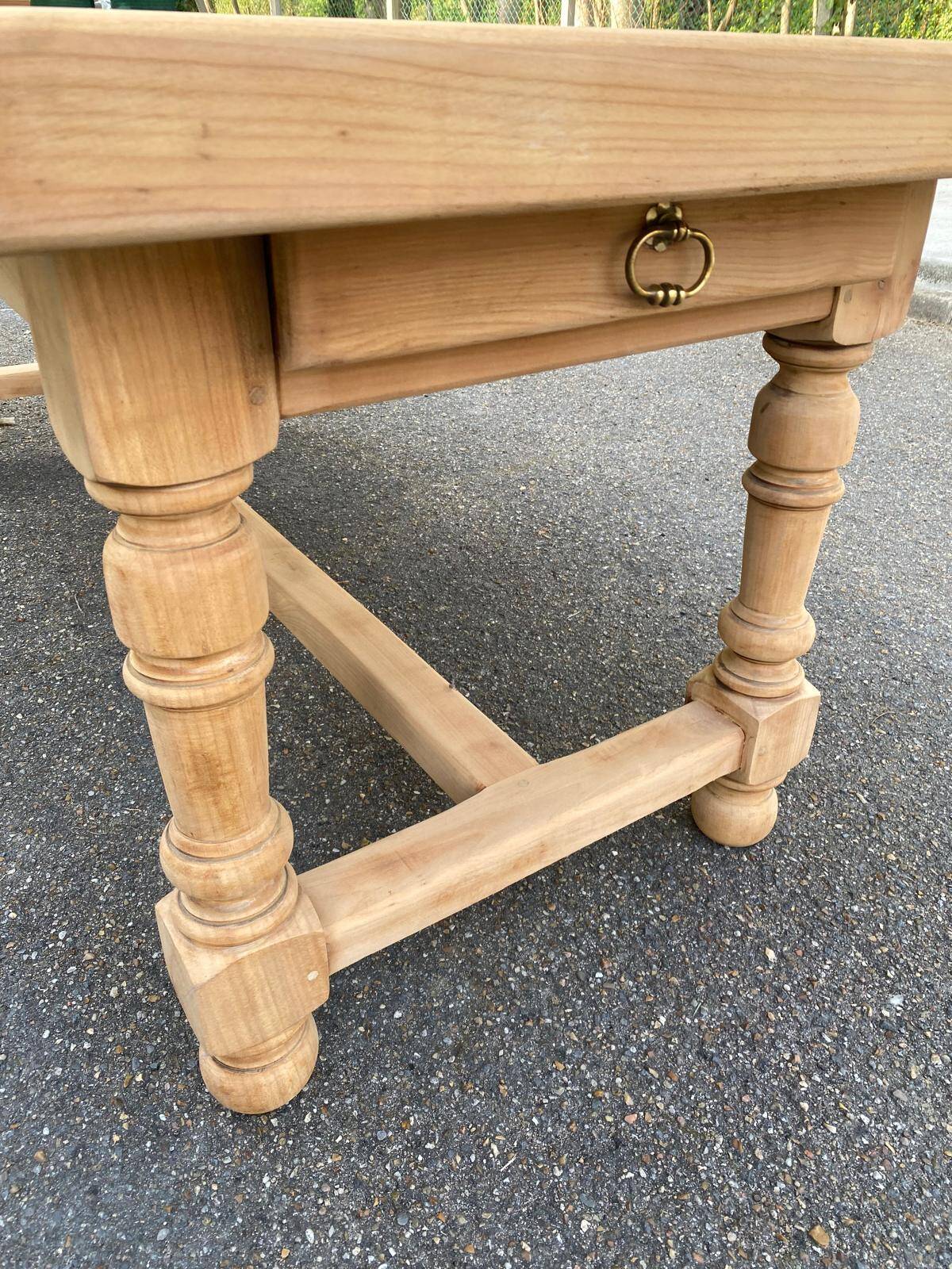 Renovated extendable farmhouse dining table made of solid wood, 200cm, 1950.