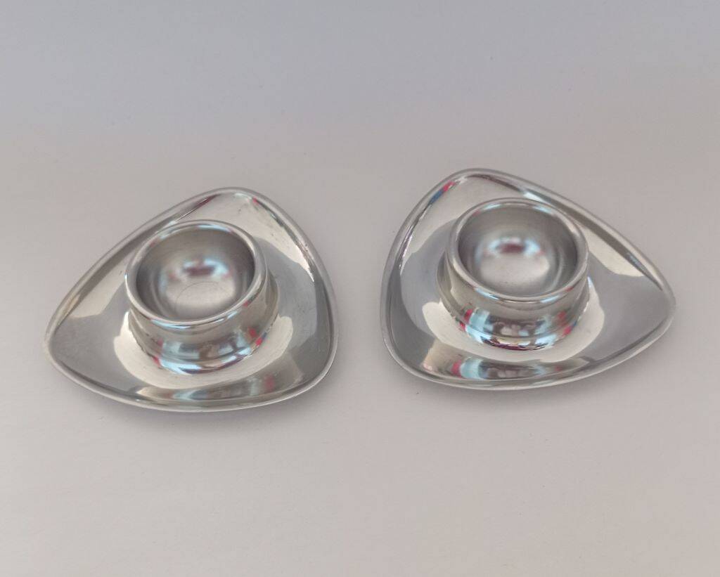 Alessi Egg Cup Carlo Mazzeri & Anselmo Vitale Stainless Steel Pair