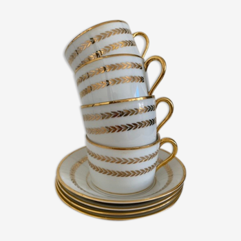 Lot de 4 tasses à café en porcelaine de Limoges