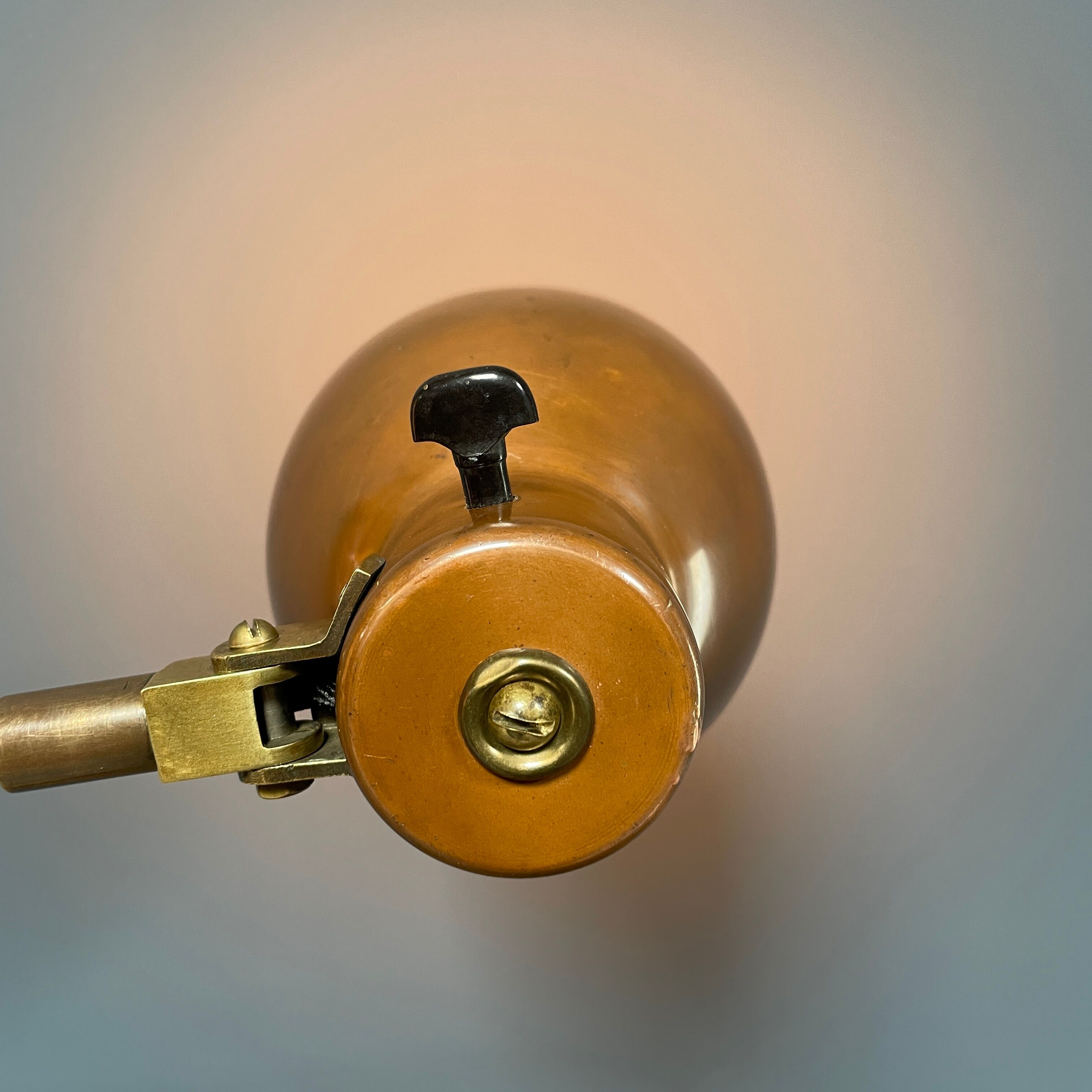 Industria Rotterdam clamp lamp made of brass and copper from the 1930s